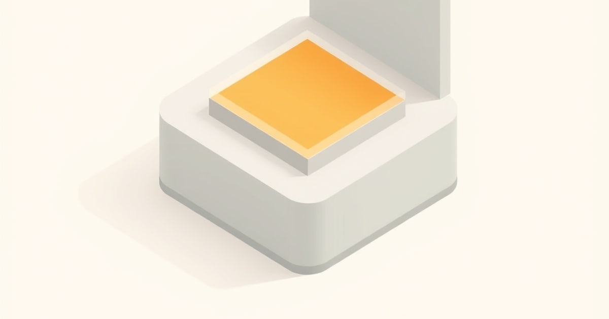 Isometric scene of an FDM printer with five parameter dials representing layer height, walls, infill, temperature, and speed